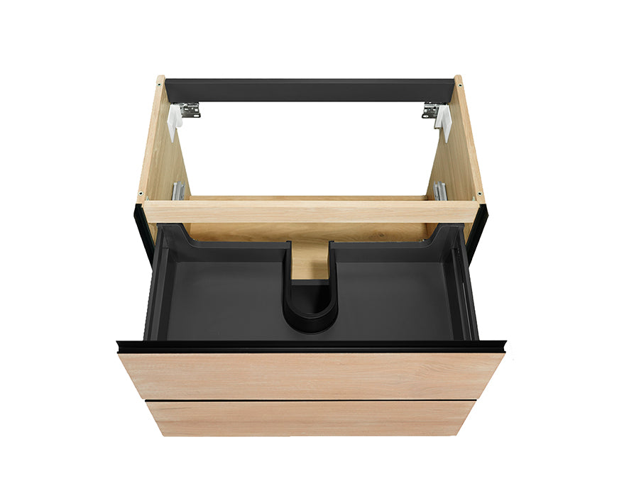 Lotus onderkast met 2 laden 80 x 45,2 cm naturel eik/mat zwart - WDtegels