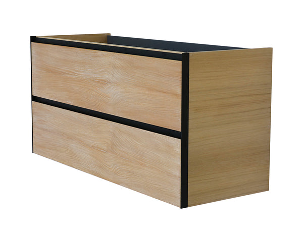 Lotus base cabinet 120x45.2cm with 2 drawers 2 cutouts - natural oak/matte black