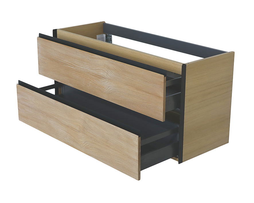 Lotus onderkast met 2 laden 2 uitsparingen 120 x 45,2 cm naturel eik/mat zwart - WDtegels