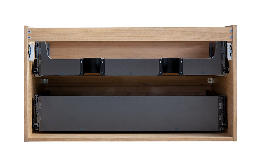 Lotus onderkast met 2 laden 2 uitsparingen 120 x 45,2 cm naturel eik/mat zwart - WDtegels