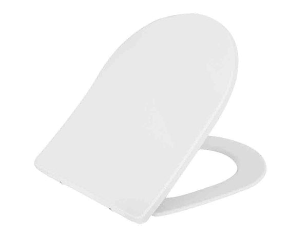 Asiento de inodoro delgado Shade con cierre suave y liberación rápida, blanco brillante