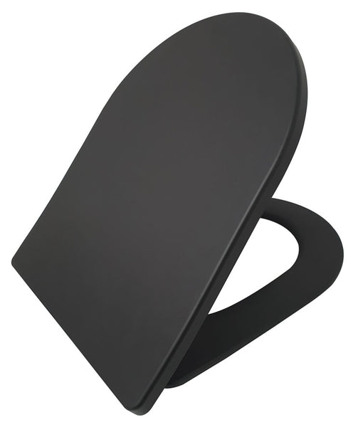 Asiento de inodoro delgado Shade con cierre suave y liberación rápida, negro mate