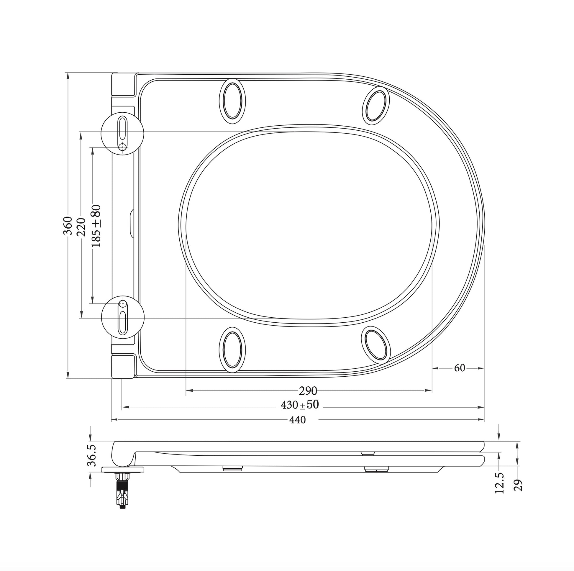 Flatline toiletzitting softclose en quick release | Mat zwart - WDtegels