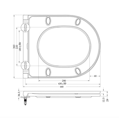 Flatline toiletzitting softclose en quick release | Mat zwart - WDtegels
