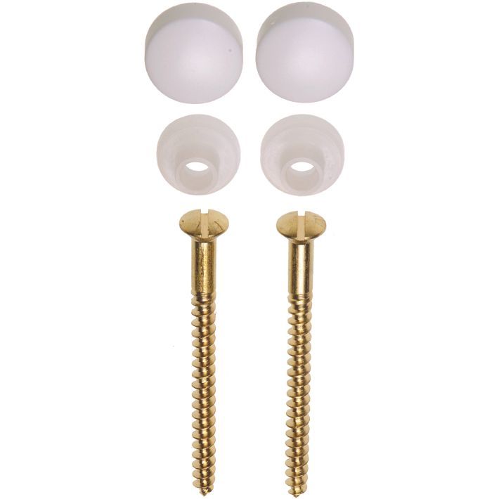 Potschroevenset zonder plug 2 stuks messing 5.5 x 70 mm afdekdop wit - WDtegels