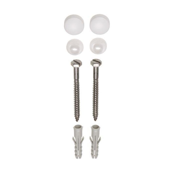 Potschroevenset met plug 2 stuks RVS 6 x 70 mm afdekdop wit - WDtegels