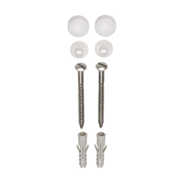 Juego de tornillos para maceta con tapón, 2 piezas, acero inoxidable, 6 x 70 mm, tapa blanca