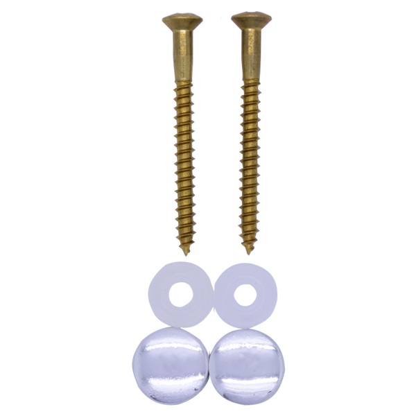 Juego de tornillos sin tapón, 2 piezas, latón, 5,5 x 70 mm, tapa cromada