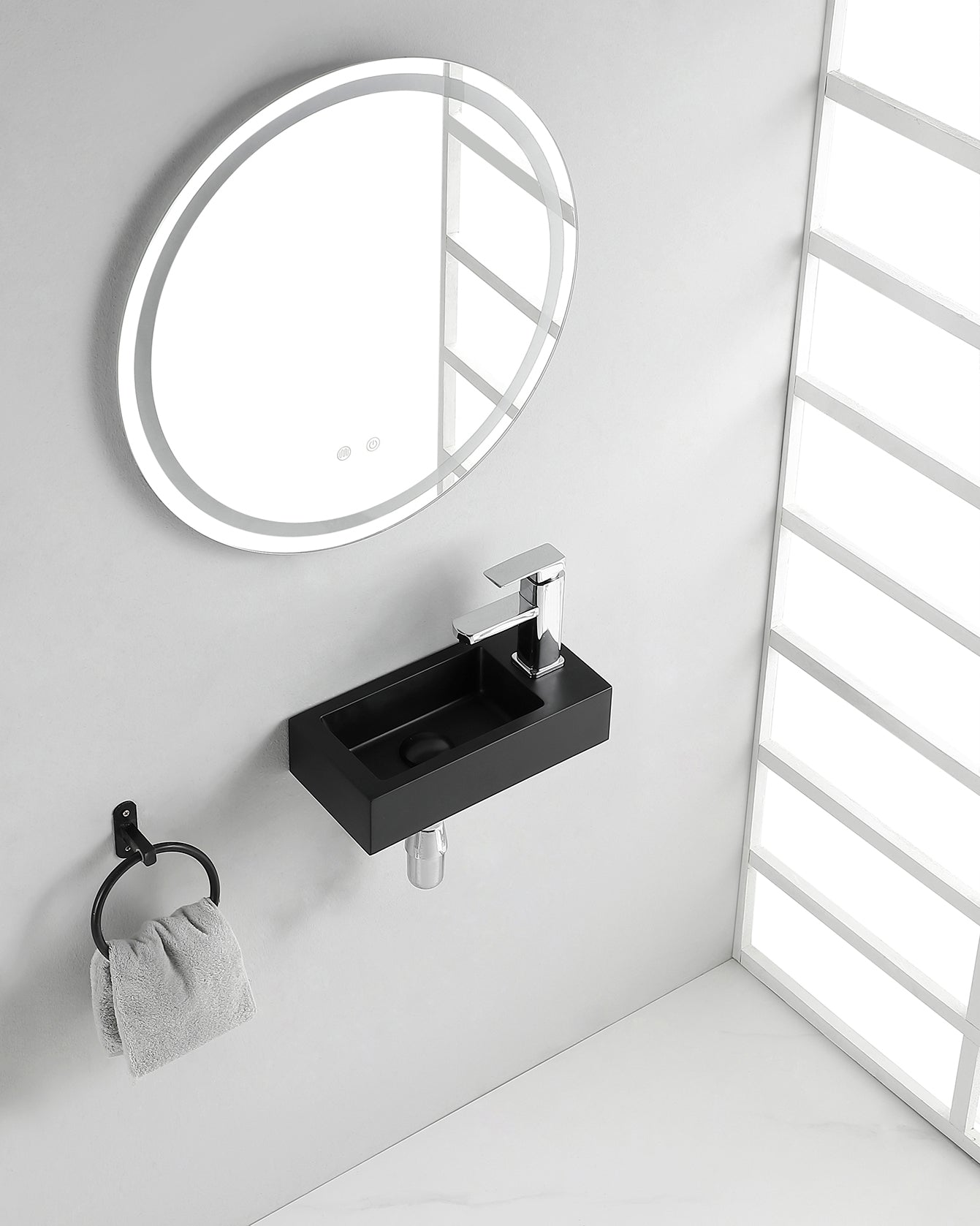 Rhea S mini fontein rechts 36,5 x 18 x 9 cm quartz - WDtegels