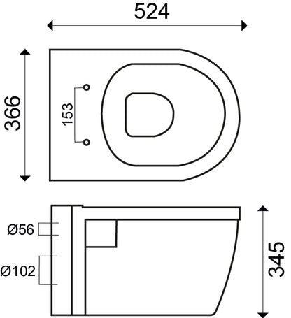 Inodoro suspendido Wiesbaden Prio Rimless blanco