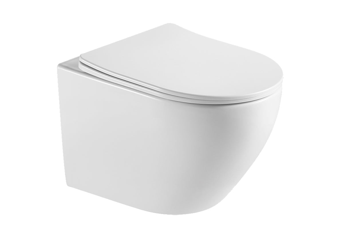 Nibiru rimless wandcloset met toiletzitting softclose en quick release mat wit - WDtegels