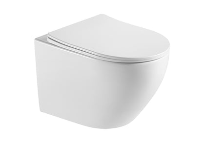 Nibiru rimless wandcloset met toiletzitting softclose en quick release mat wit - WDtegels