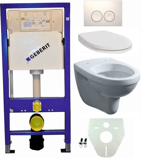Inodoro Geberit UP 100 + Trevi + asiento. + Delta 25 blanco