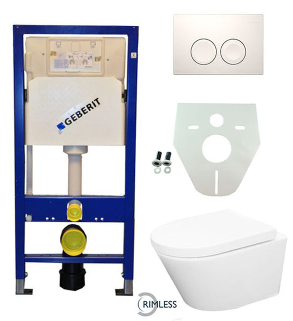 Wiesbaden Geberit UP 100 Vesta Rimless toilet+seat+ Delta 21 white