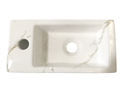 Rhea S mini fontein links 36,5 x 18 x 9 cm keramiek carrara - WDtegels