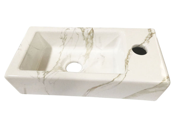 Rhea S mini fontein rechts | 36,5x18x9cm | Keramiek carrara
