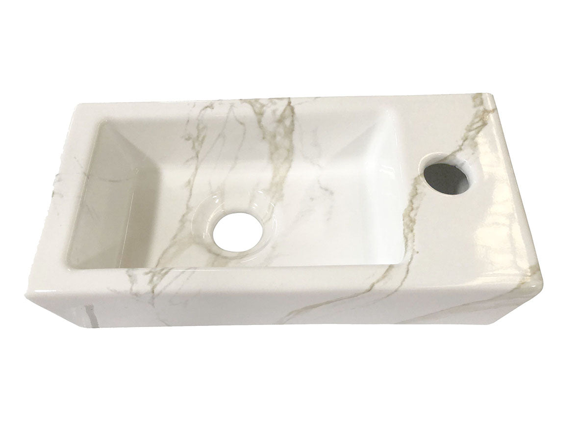 Rhea S mini fontein rechts 36,5 x 18 x 9 cm keramiek carrara - WDtegels