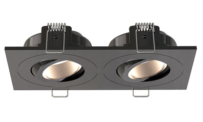 Spotz dubbele inbouwspot dimbaar IP65 gunmetal