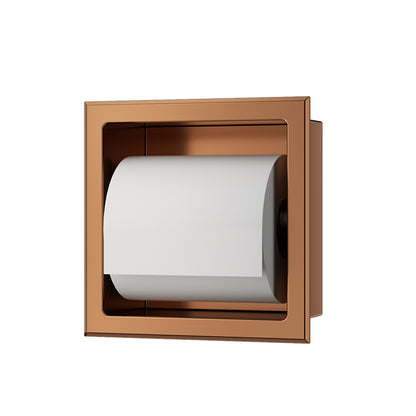 Rocko inbouw toiletrolhouder zonder klep geborsteld brons koper PVD - productfoto 2