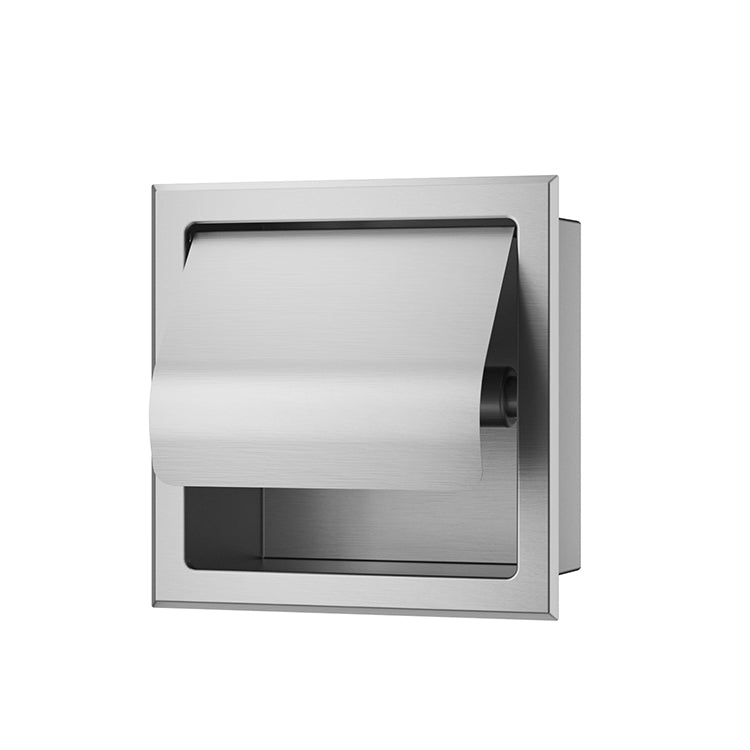 Rocko inbouw toiletrolhouder met klep RVS