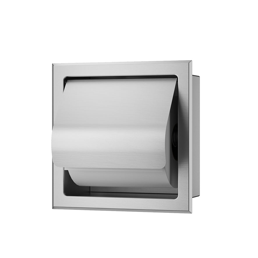Rocko inbouw toiletrolhouder met klep RVS - productfoto 2