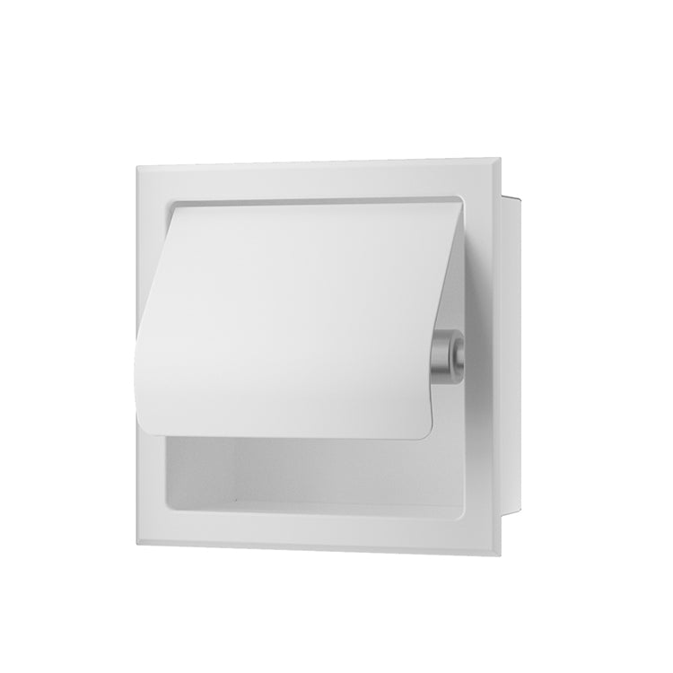 Rocko inbouw toiletrolhouder met klep mat wit