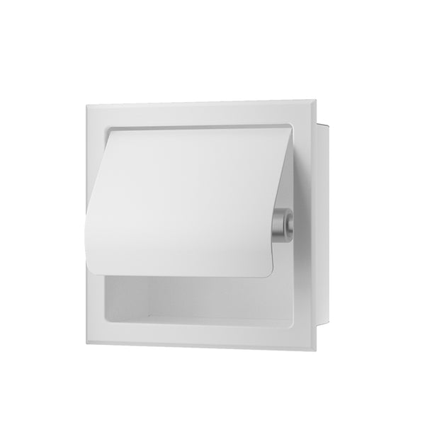 Rocko inbouw toiletrolhouder met klep | Mat wit