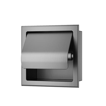 Rocko inbouw toiletrolhouder met klep gunmetal PVD