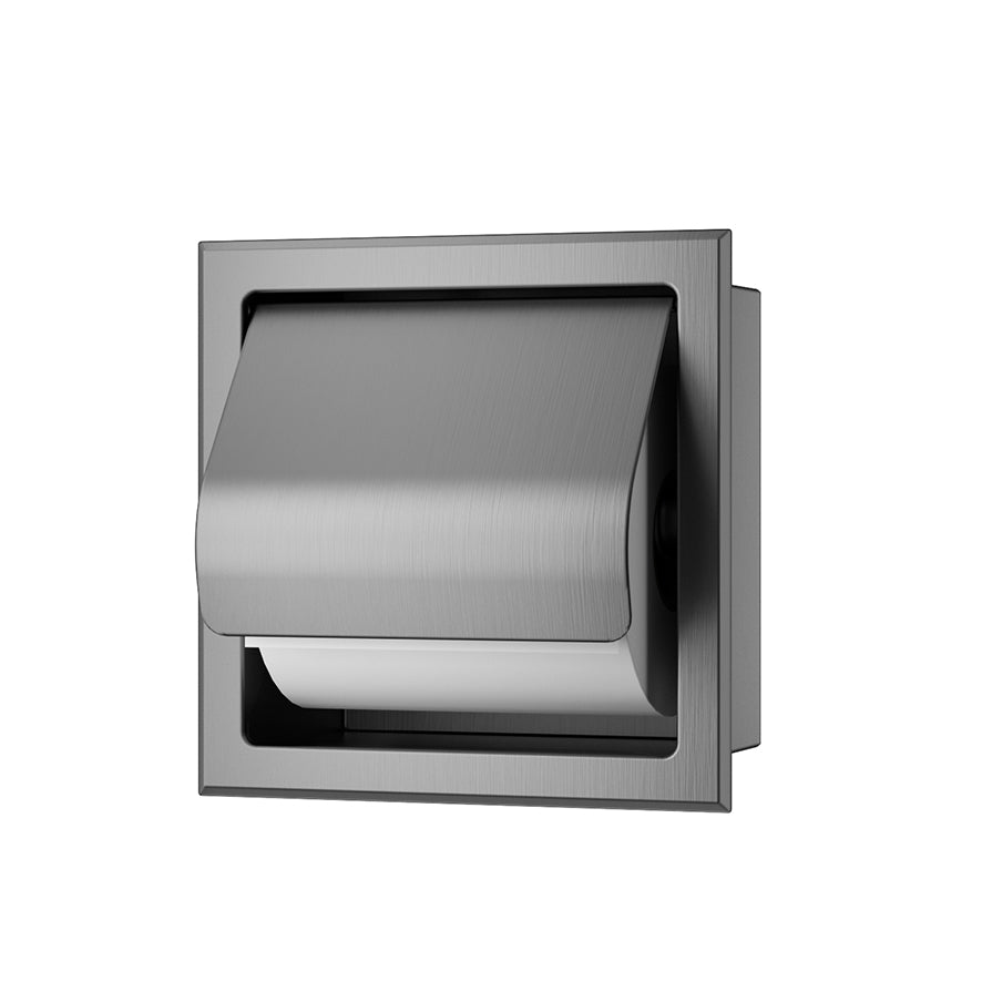 Rocko inbouw toiletrolhouder met klep gunmetal PVD - productfoto 2