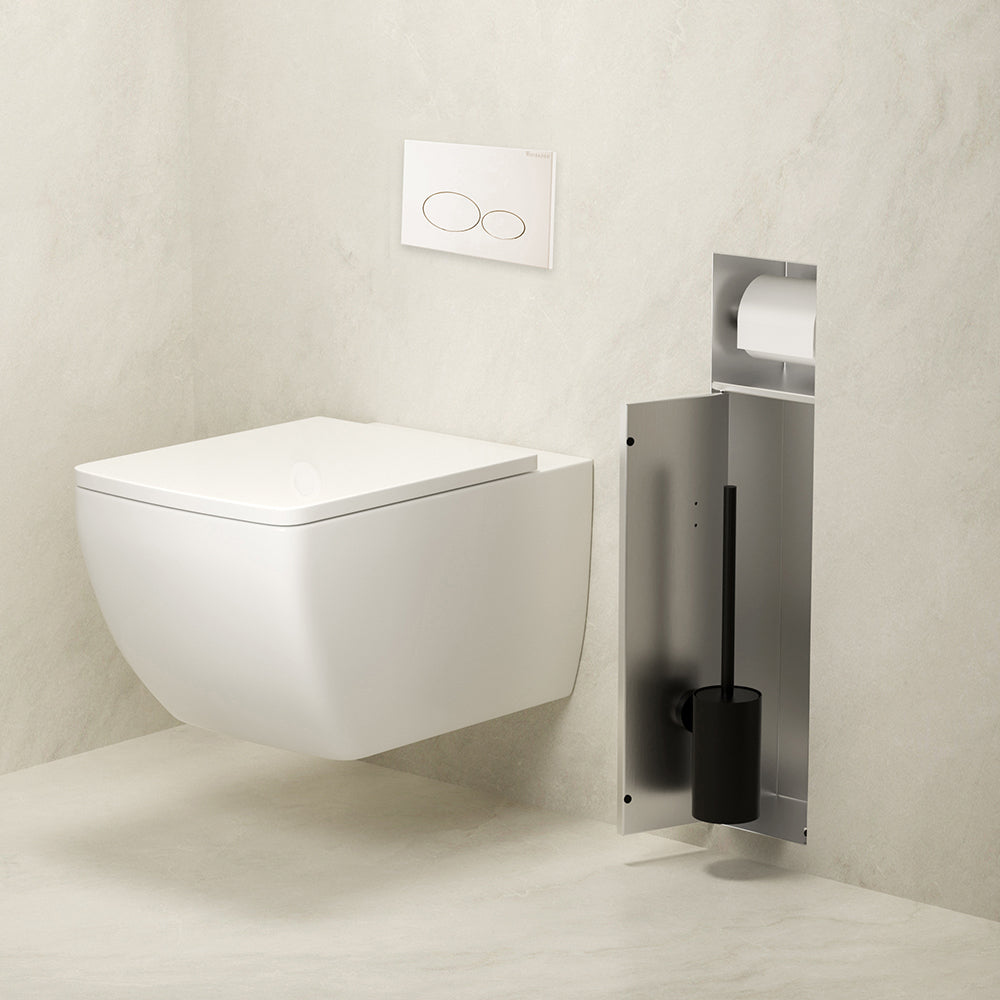 Rocko inbouw toiletrol- en borstelhouder betegelbaar RVS - productfoto 4