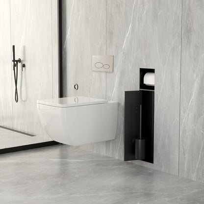 Rocko inbouw toiletrol- en borstelhouder betegelbaar mat zwart - productfoto 4