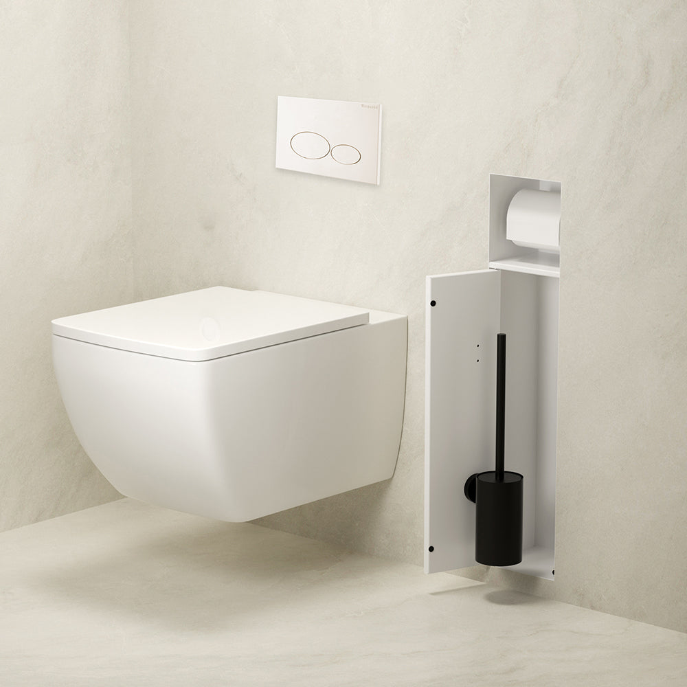 Rocko inbouw toiletrol- en borstelhouder betegelbaar mat wit - productfoto 4