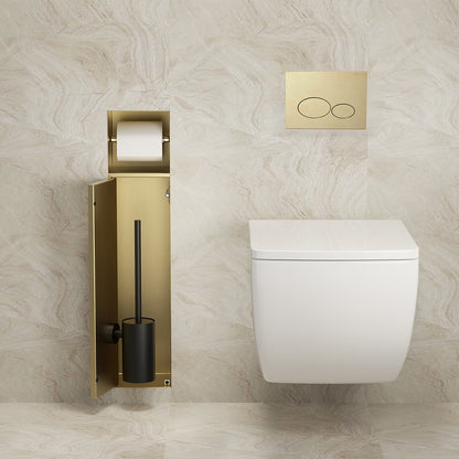 Rocko inbouw toiletrol- en borstelhouder betegelbaar geborsteld messing PVD - productfoto 4