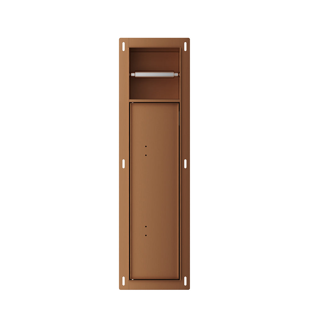 Rocko inbouw toiletrol- en borstelhouder betegelbaar geborsteld brons koper PVD - productfoto 2