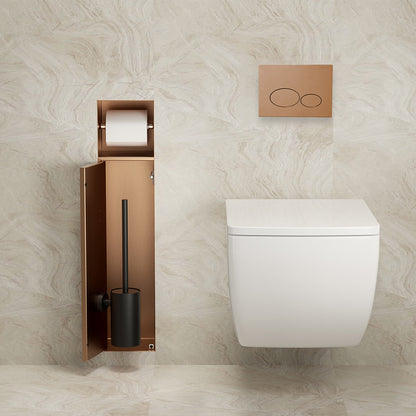 Rocko inbouw toiletrol- en borstelhouder betegelbaar geborsteld brons koper PVD - productfoto 4