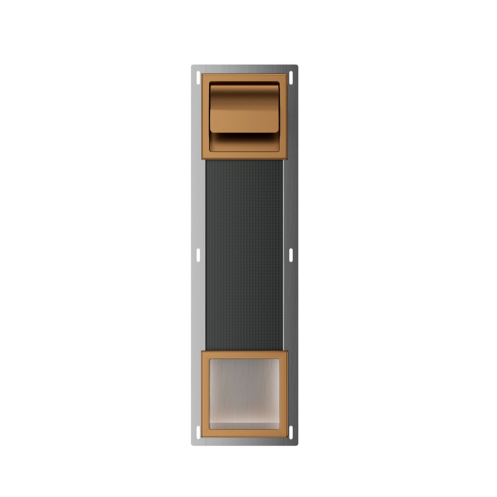 Rocko inbouw toiletrolhouder met klep en reserverolhouder geborsteld brons koper