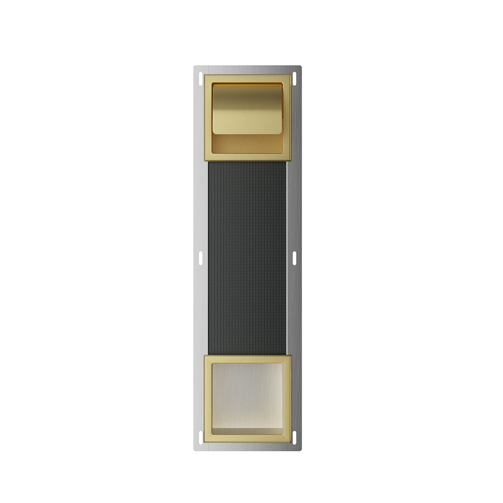 Rocko inbouw toiletrolhouder met klep en reserverolhouder geborsteld messing