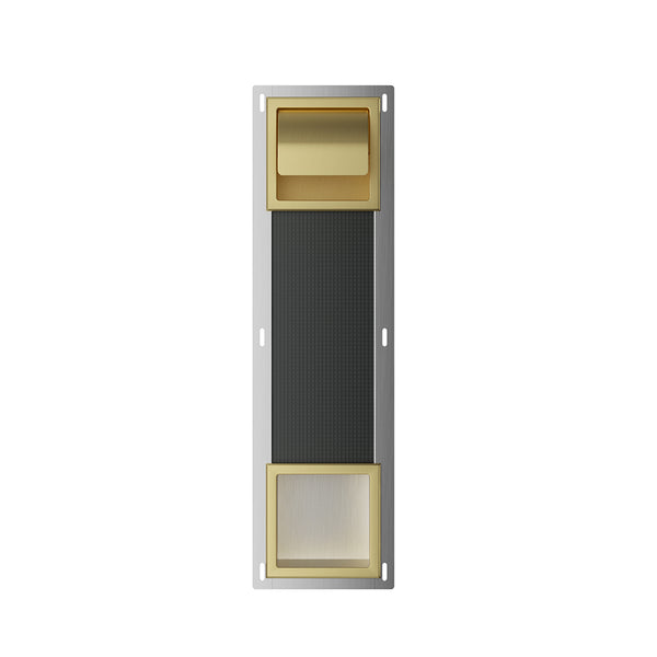 Rocko inbouw toiletrolhouder met klep en reserverolhouder | Geborsteld messing