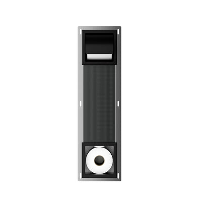 Rocko inbouw toiletrolhouder met klep en reserverolhouder mat zwart - productfoto 2