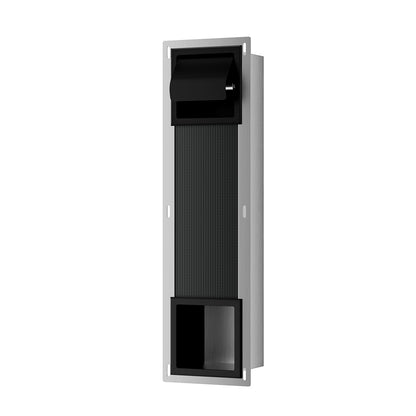 Rocko inbouw toiletrolhouder met klep en reserverolhouder mat zwart - productfoto 3