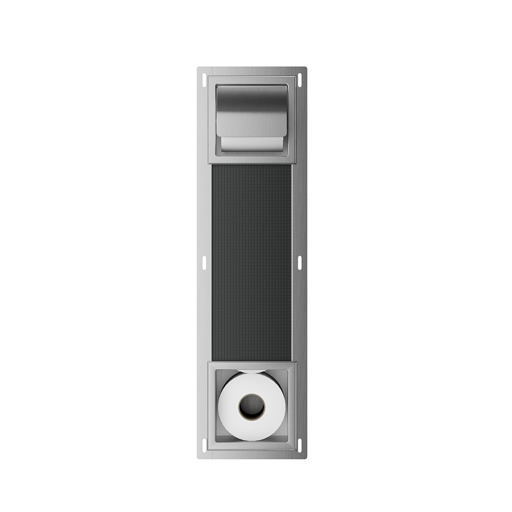 Rocko inbouw toiletrolhouder met klep en reserverolhouder RVS - productfoto 2