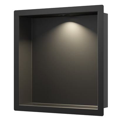 Demis inbouwnis met LED 30x30x7cm mat zwart - productfoto 2