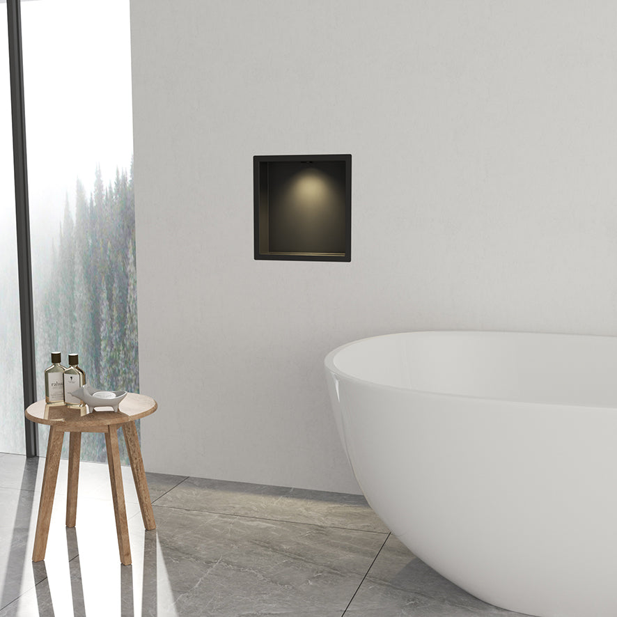 Demis inbouwnis met LED 30x30x7cm mat zwart - productfoto 3