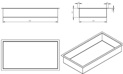 Lijntekening Demis inbouwnis 30x60x10cm mat wit