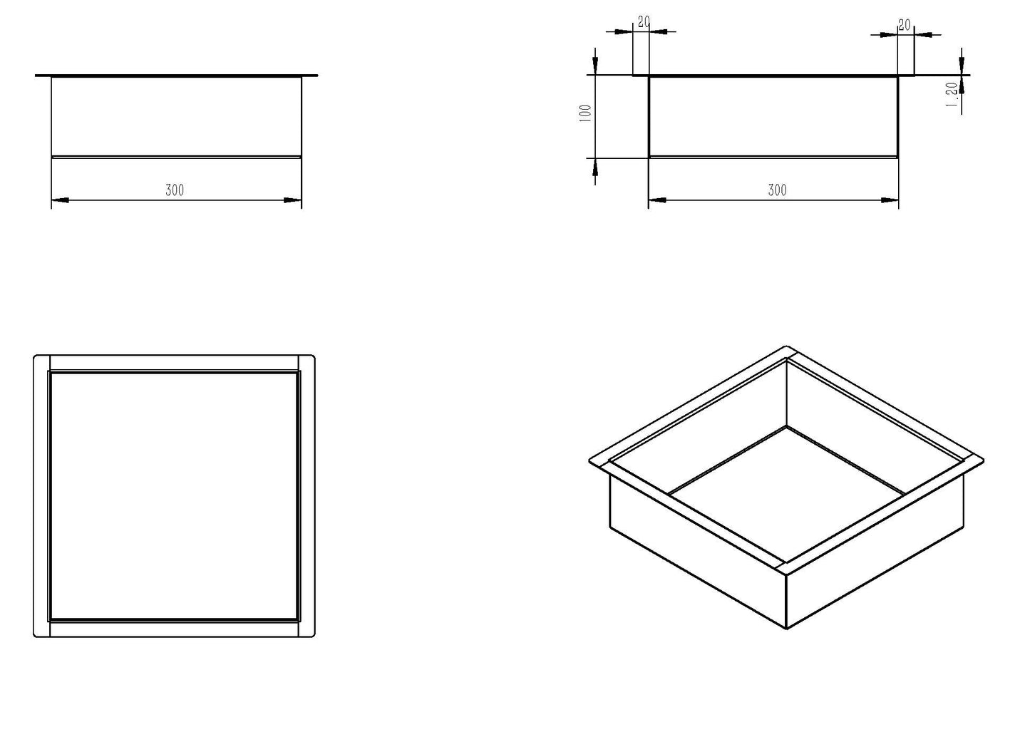 Nicho empotrado Wiesbaden 30x60x7cm negro mate