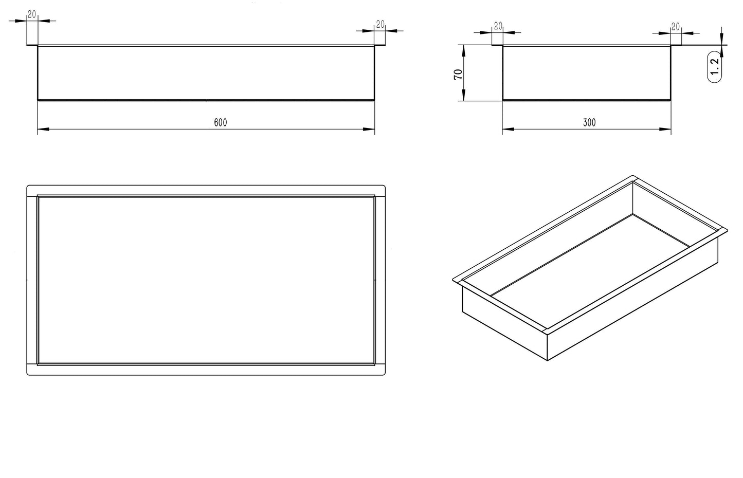 Nicho empotrado Wiesbaden 30x30x10cm negro mate