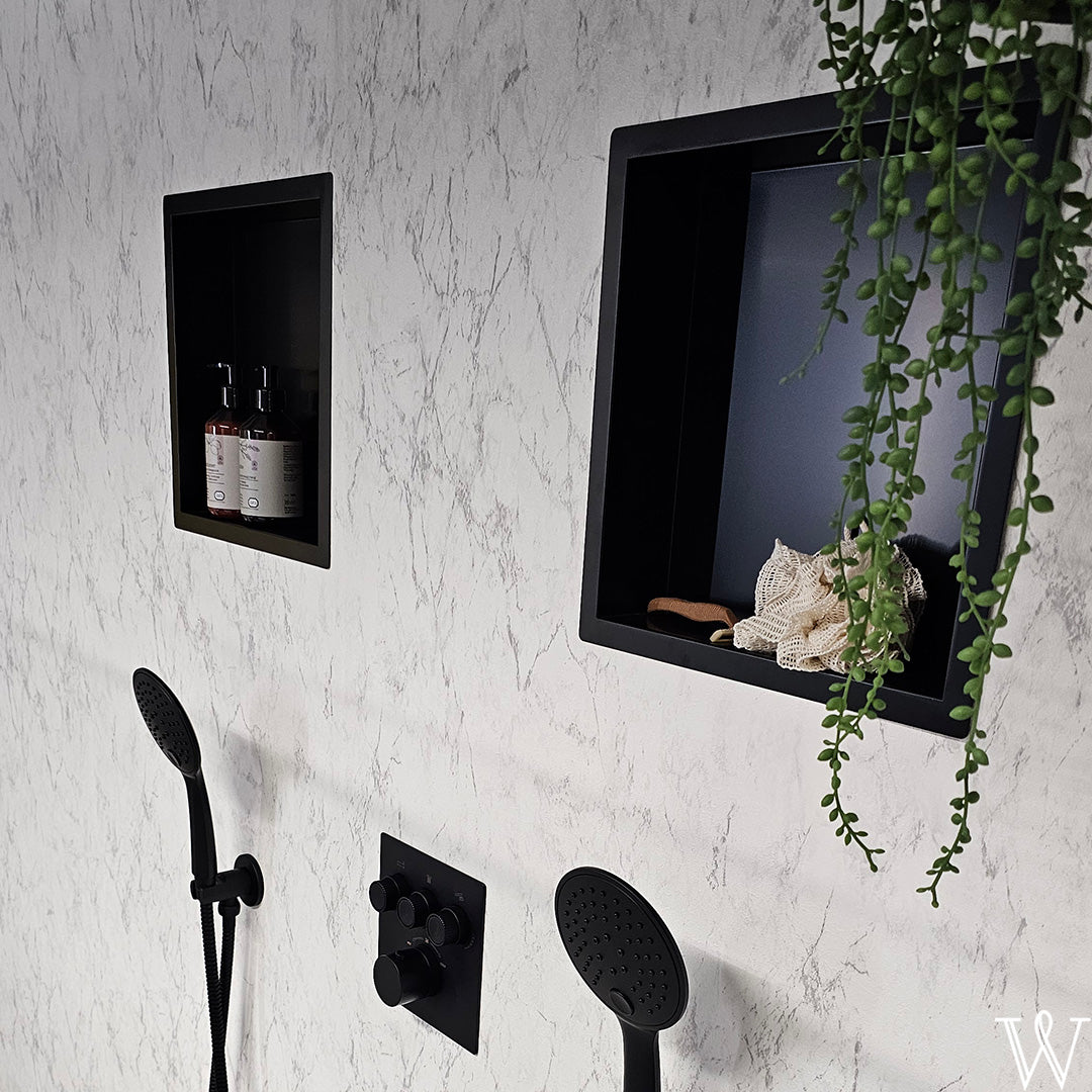 Wiesbaden Inbouwnis douche | 30x30x10cm | Mat zwart - WDtegels