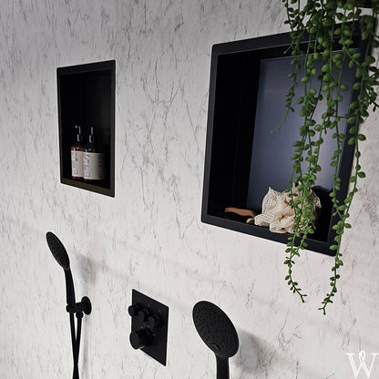 Wiesbaden Inbouwnis douche | 30x30x10cm | Mat zwart - WDtegels