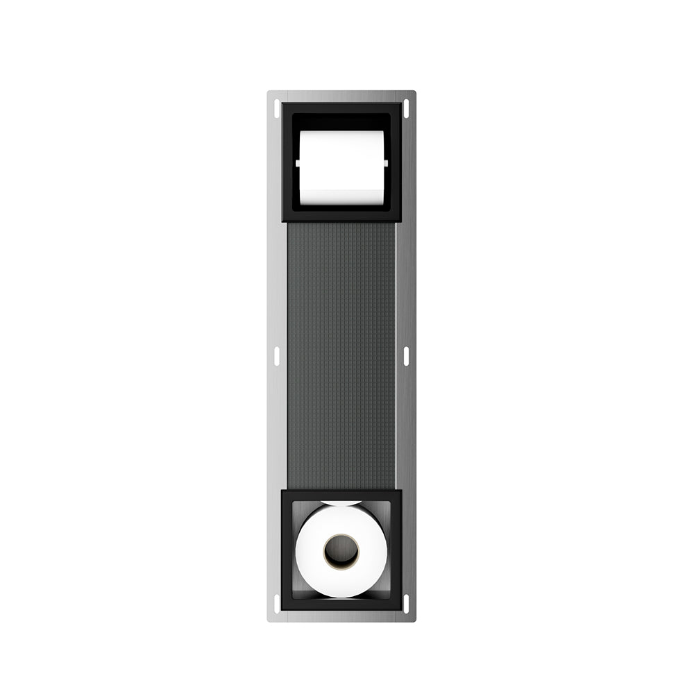 Rocko inbouw toiletrolhouder zonder klep en reserverolhouder mat zwart - productfoto 2