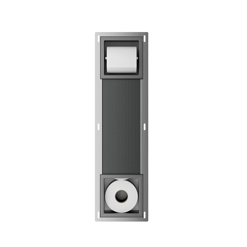 Rocko inbouw toiletrolhouder zonder klep en reserverolhouder gunmetal - productfoto 2